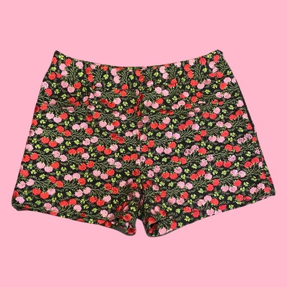 Miu Miu Embroidered Floral High Rise Shorts Sz 40 - Picture 1 of 5